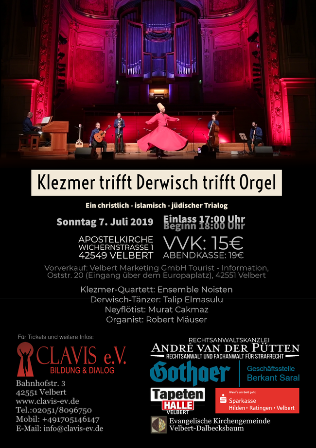 Musik im Dialog Klezmer trifft Derwisch trifft Orgel. Ein jüdisch. islamisch, christlicher Dialog