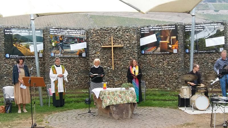 Klimastreik in Bingen: Das Banner der Gruppe