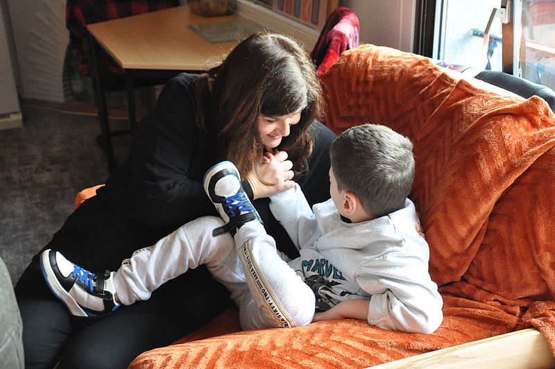 Eine Ehrenamtliche bei der Begleitung