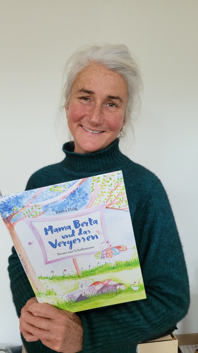 Britta Flaig mit ihrem Buchprojekt "Mama Berta und das Vergessen"