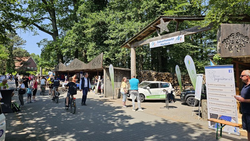 Marbecker informieren sich an Ständen auf dem Marbecker Zukunftsmarkt