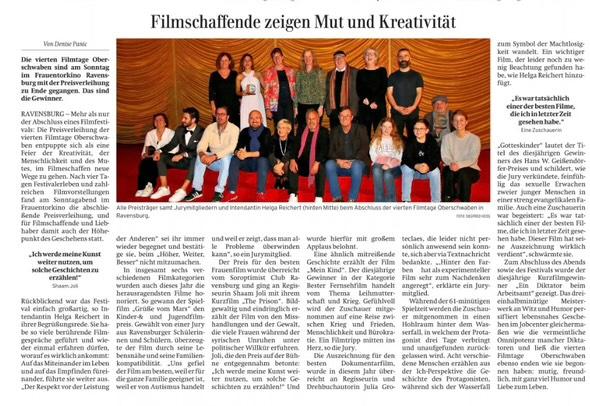 ein Zeitungsartikel über die Filmtage Oberschwaben